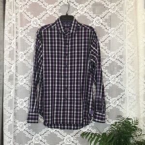 Robert Graham Men's Long Sleeve Plaid Flip Cuff Button Up Purple Size M